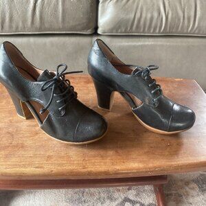 Black Miz Mooz Lace up Heeled Shoe